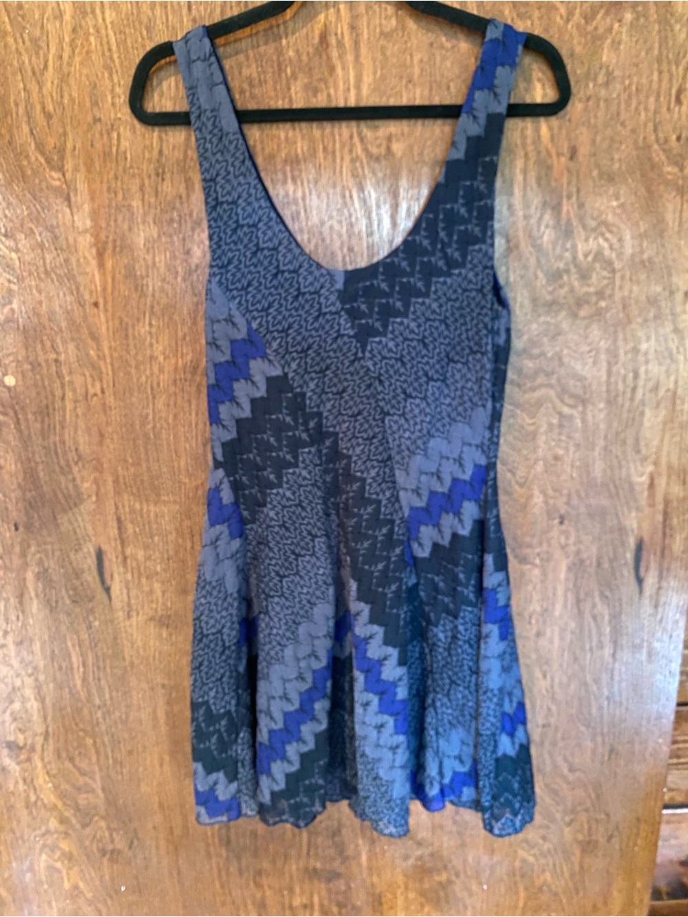 Free People My One & Only Swing Dress XS Blue Gray Black Knit Boho Mini - Picture 7 of 8